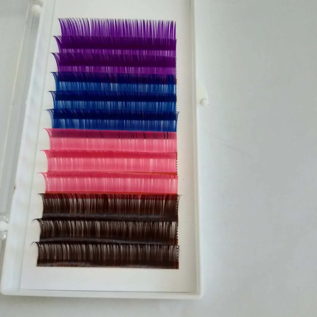 

2020 new fasion colored lashes tray private label ombre color eyelash extension
