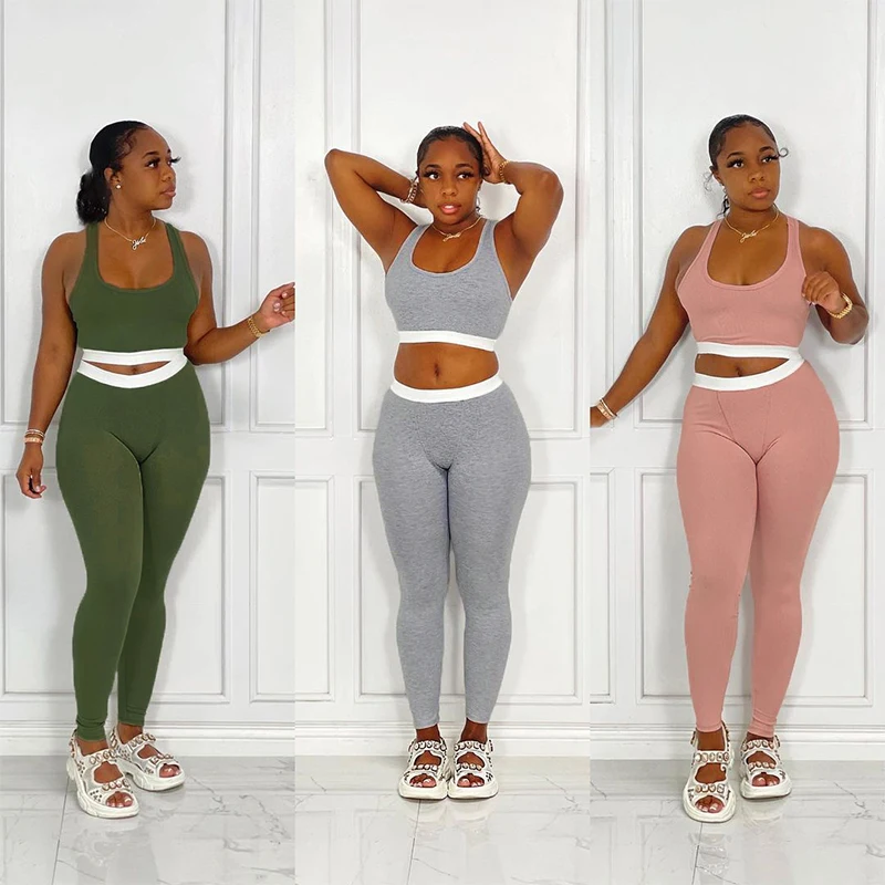 

Women's 2 Piece Solid Seamless Compression Workout Set High Waist Legging + Sports Bra Dry Fit Gym Wear, As picture