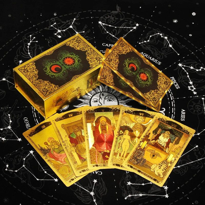 

Customized Plastic Gold Foil Tarot Deck Custom Printing Oracle Game Cards Tarot Playing Cards, Multi