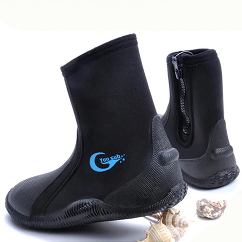 

Black 5mm Dive Booties Neoprene Sports Diving Shoes, Black/ customized