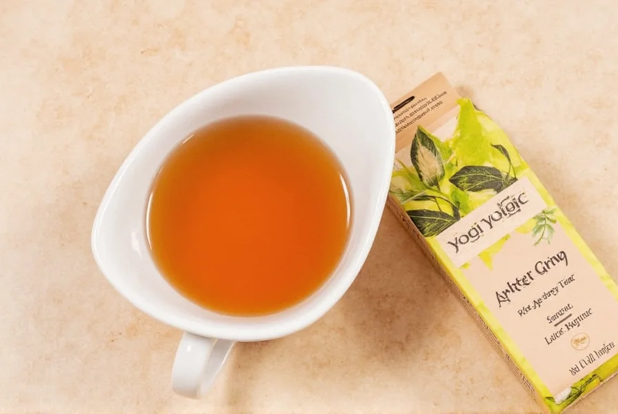 Yogi Ginger Tea box next to fresh ginger root and other natural ingredients showing the connection between the tea and its source materials