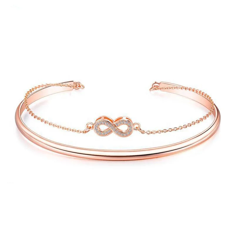 

Fashion Figure 8 Women's Bangles Temperament Double Diamond Bangles, Rose gold