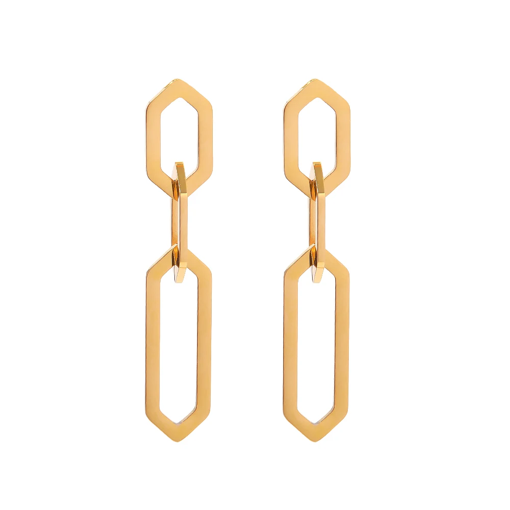 

Ins Trendy Waterproof Three Layers Geometric 18K Gold Plated Stainless Steel Drop Earrings For Girls