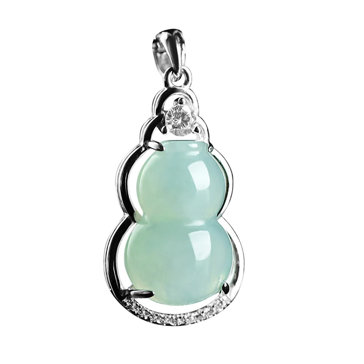 

Natural Burmese Imported Jade Jade Gourd Female Pendant Pendant S925 Silver Inlaid Jade Blessing Such As East China Sea Pendant