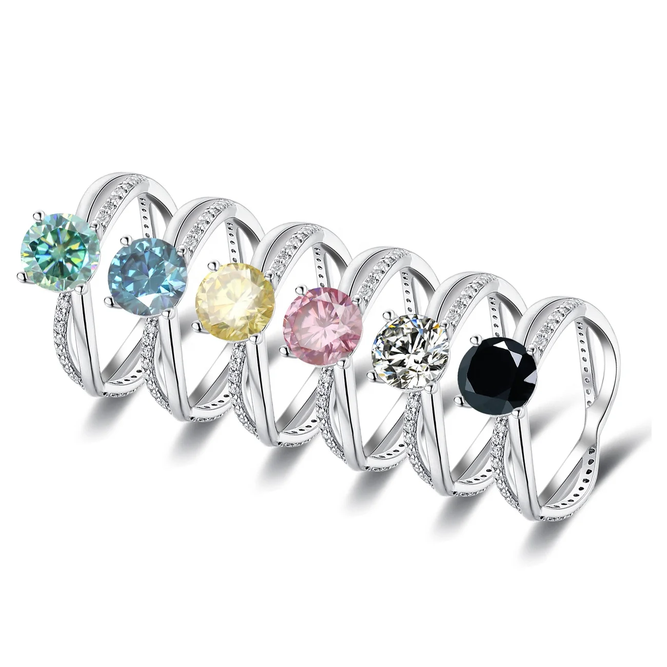 

Abiding Custom Fine Jewelry Color Retention Technology Gift Wedding Engagement Elegan Silver Dainty Color 1CT Moissanite Ring