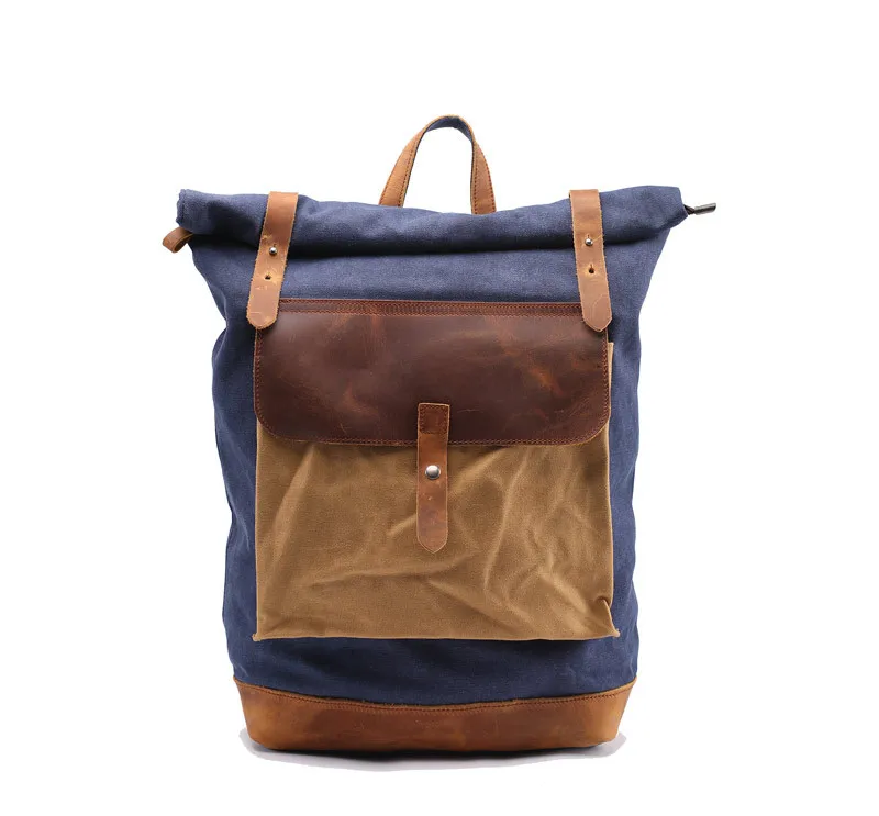 

Guangzhou Backpack factory Waxed Canvas Roll Top Rucksack Bag For Backpack