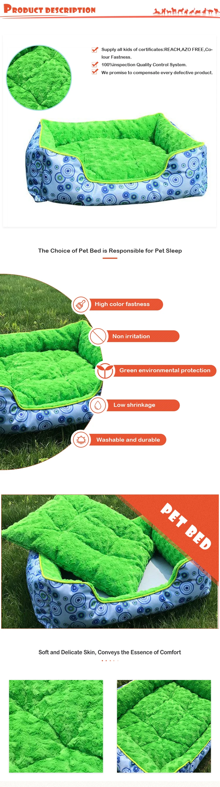eco-friendly short plush square-shaped pet bed/pet bed cover indoor and outdoor pet bed