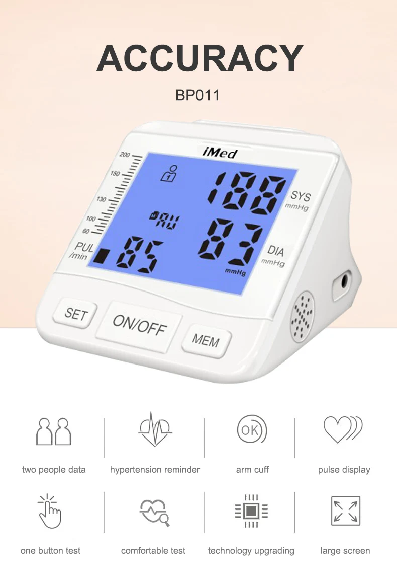 2020 New Bluetooth Digital BP Monitor with Large LCD,Armband Medical Blood Pressure monitor