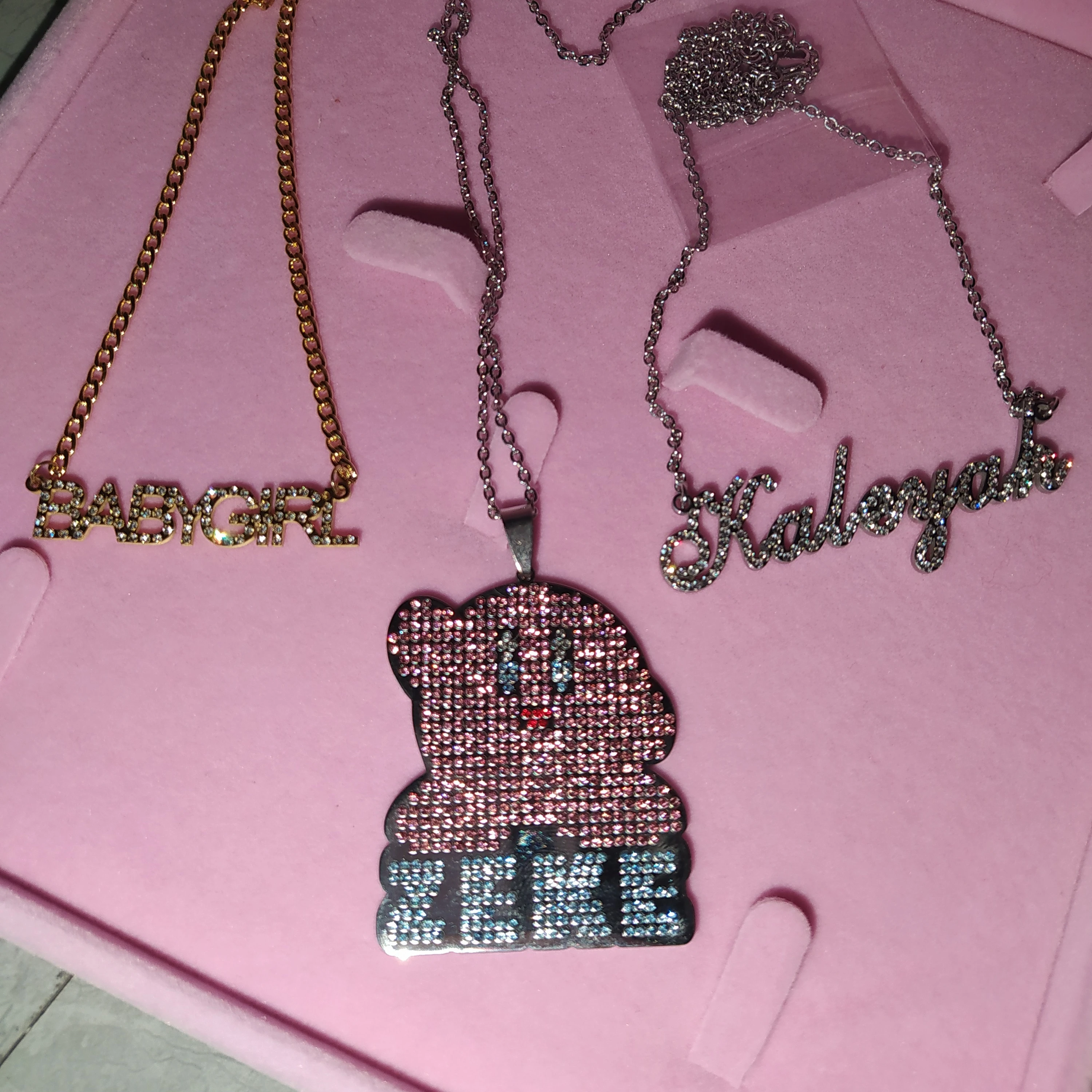 

Iced Out Custom Actual Kid's Drawing Necklaces Children's Colorful Drawing Necklace