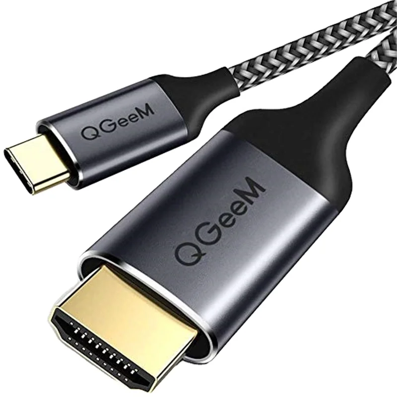 

USB C to HDMI Cable QGeeM Type C to HDMI Adapter Cable Braided 4K@60Hz (Thunderbolt 3 Compatible)Compatible with MacBook Pro2020, Grey
