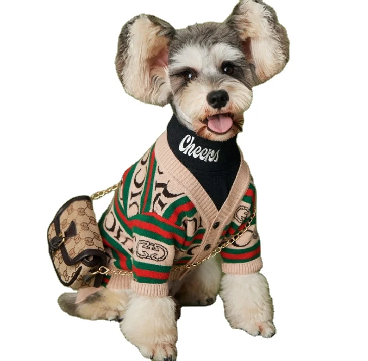 

Fashion luxury brand style design winter and winter warm pet cardigan cat and dog sweaters