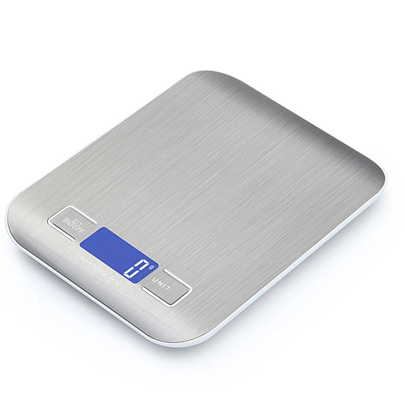 

Food Scale Digital Stainless Steel 5kg Division OEM Battery Kitchen Scale, Silver