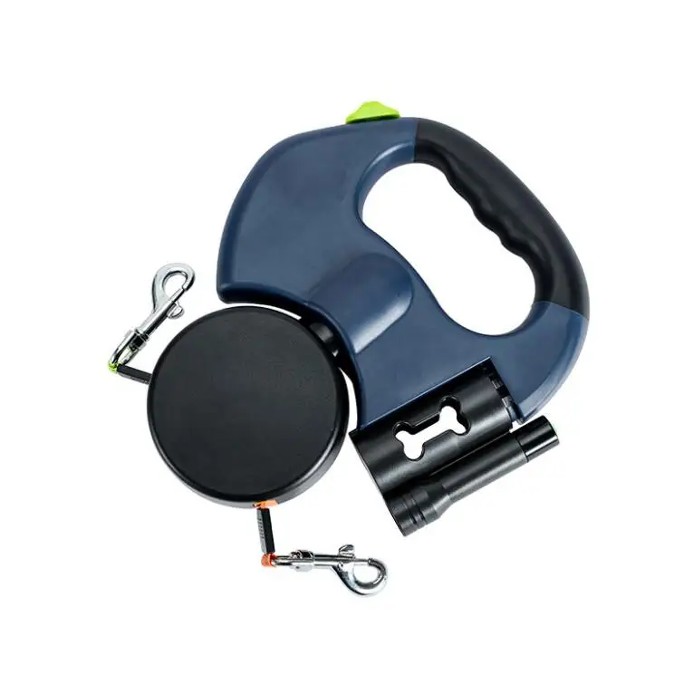 

Night Lighting Two-headed Retractable Dog Leash Automatic Telescopic Traction Dog Leash, Black