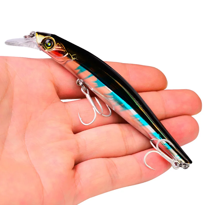 

New Floating Plastic Hard Fishing Lure 70/115 /150 MM With Blood Trough Hook Minnow Ocean Fishing Bait, 6 colors