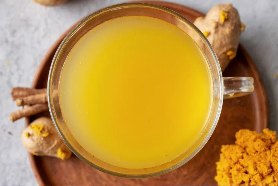Turmeric ginger tea preparation with fresh ingredients