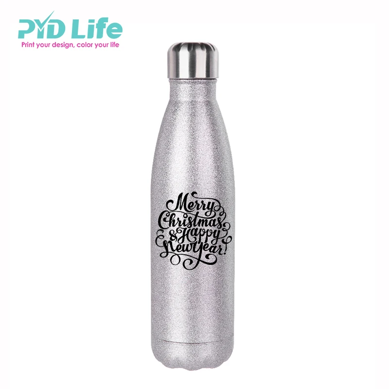 

PYD Life 500ml New design stainless steel water bottle custom logo for sport glitter water bottle, Red,rose red,orange,white,purple,yellow,pink,blue,green