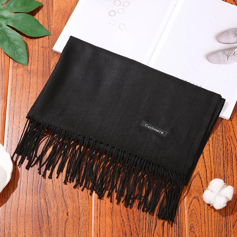 

Large size solid color thick cashmere scarf low price top quality fashion winter scarf for women in stock