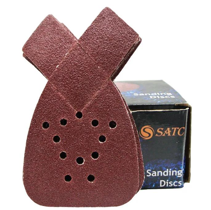

SATC 5-1/4" x 3-3/4" 50 Pieces Mouse Shaped Sandpaper with Extra 3 Tips 95*135mm 12 Holes, Red