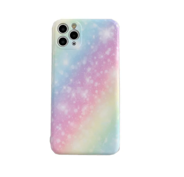 

Rainbow Gradient Soft IMD Phone Case for iPhone 11 Pro Max 7 8plus Xr Xs Max SE 2020 Glossy Marble Silicone Back Cover Fundas