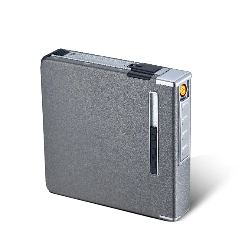 
custom focus metal USB electronic automatic cigarette carrying case holder with lighter 