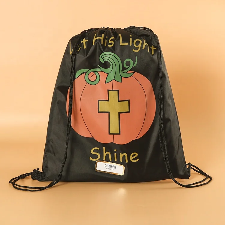 
Promotional 210D polyester custom logo sublimation drawstring shopping bags 