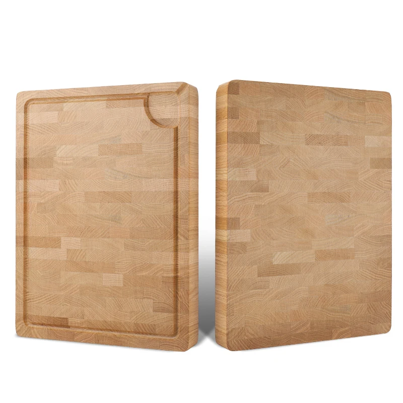 

Custom Large Red Oak Wood Cutting Board with Juice Groove End Grain Wooden Chopping Block Kitchen Butcher Blocks, Natural