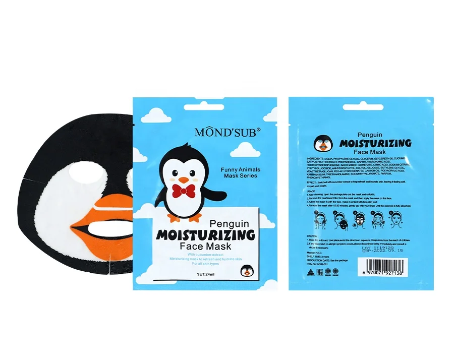 

Mond'sub Penguin moisturizing mascarillas faciales sheet skin care mask print animal facial mask