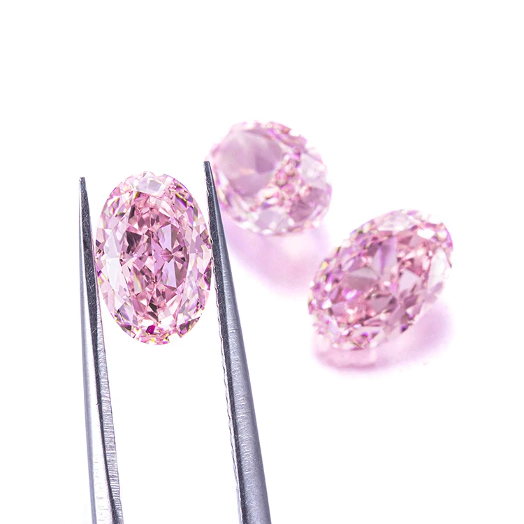 

Anster 2021 Factory price hand made Oval Ice cut simulant stones diamond Loose Gemstone Fancy Pink yellow diamond
