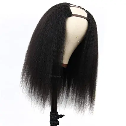 

Kinky Straight U Part Human Hair Wig Italian Yaki Peruvian None Lace Front Wigs Glueless 2x4 U Part Full Head Clip in Ha
