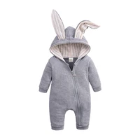 

Baby rabbit ears slanted zipper baby rompers