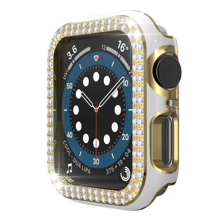 

Luxury Double Diamond Hard PC Protect Cover for Apple Watch 7 Case 44 45 40 44 38 42mm Watch Accessories for iWatch