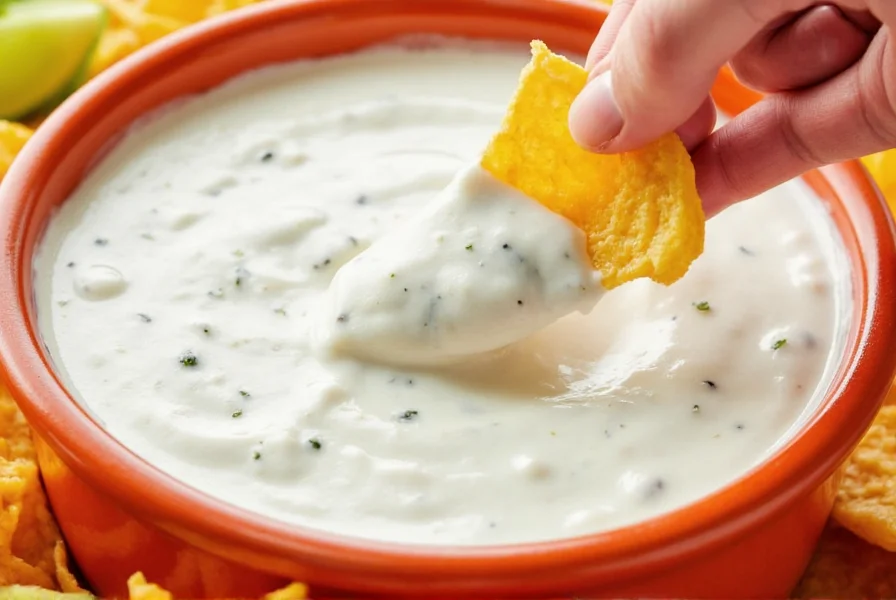 Making homemade ranch dip with sour cream and herbs