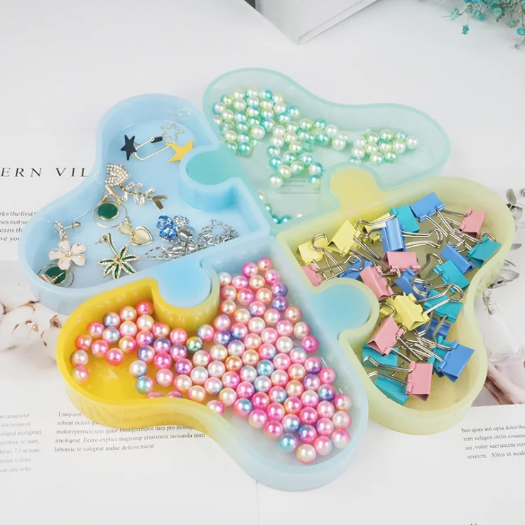 

LOVE'N LV358A DIY crystal drop mold creative love platter storage box mirror hand table jewelry box silicone resin mold