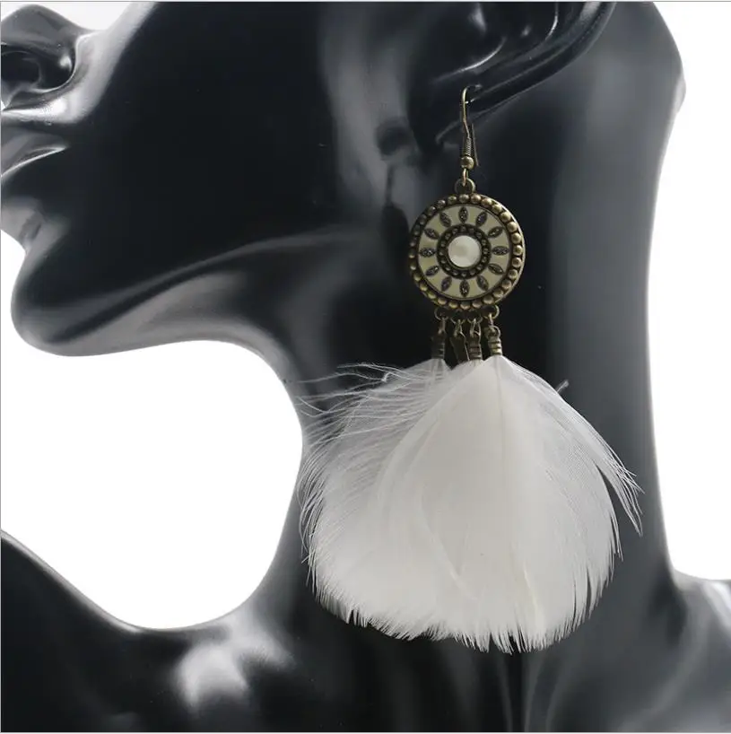 

2021 Bohemia Feather Long Design Dream Earrings for Women Jewelry