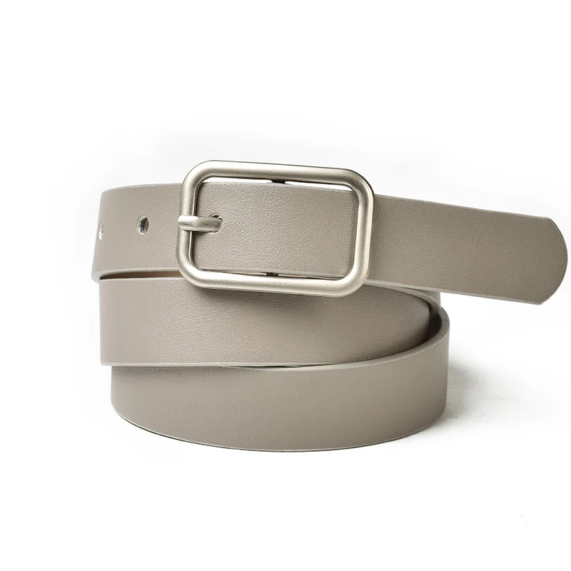 pu 纯色时尚女性休闲腰带方扣女士腰带