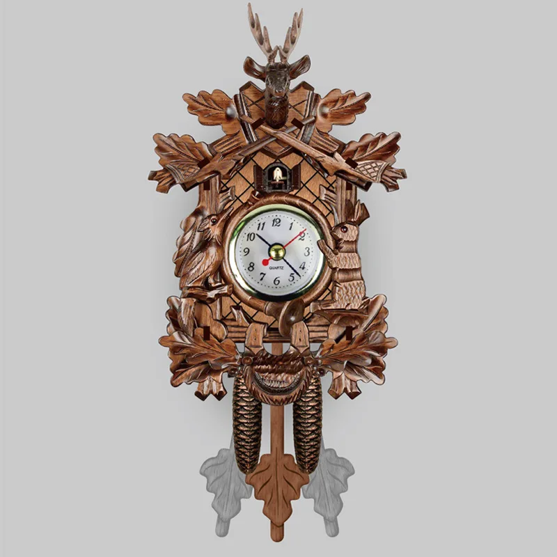 

odm/odmmodern wall clock3D mini cuckoo retro creative wooden European style exquisite home decoration wanduhrreloj de pared, Brown