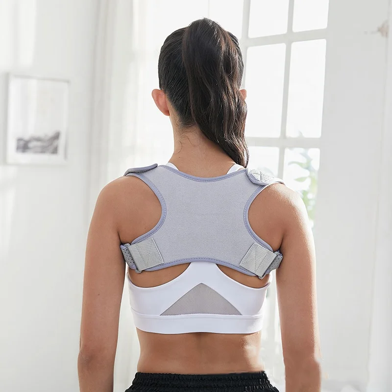 

Adjustable Upper Back Brace Straightener for Clavicle Support Providing Pain Relief from Neck/Back/Shoulder, Black,gray