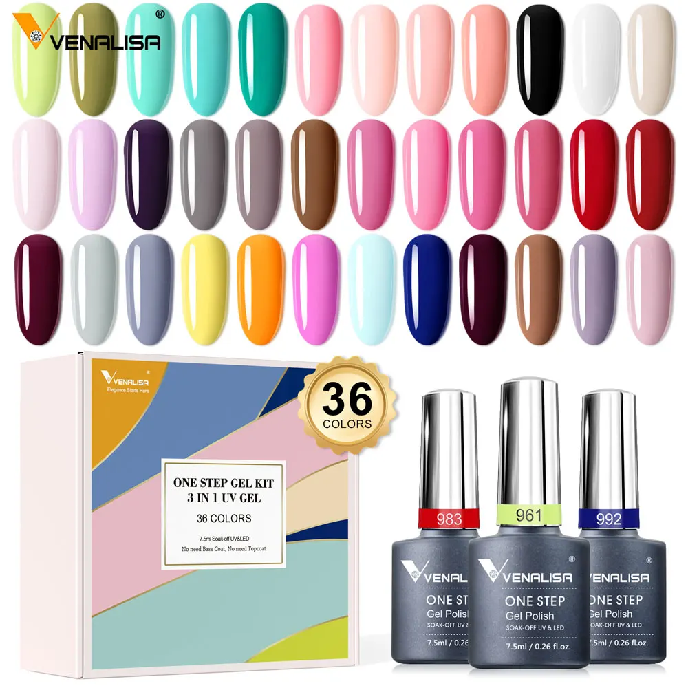 

Venalisa New 36 Color One Step Nail Gel Polish Set 3 in 1 UV Nail Polish Kit