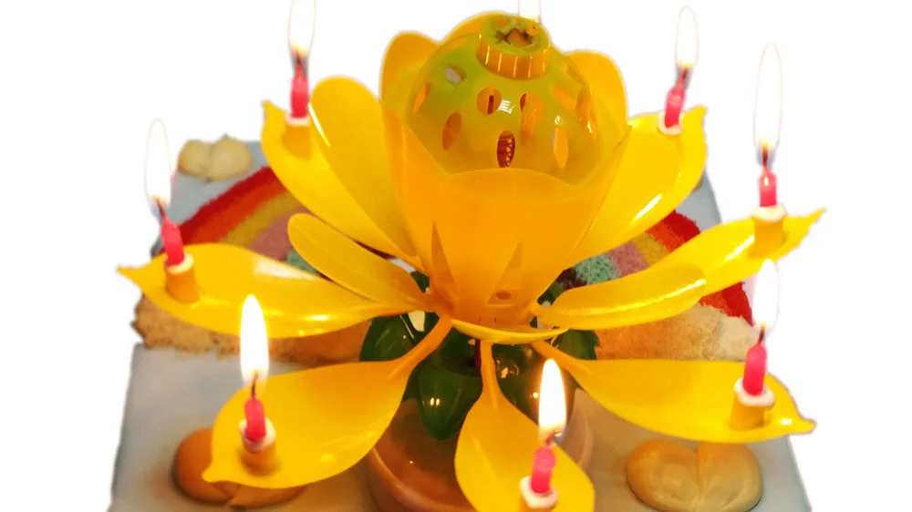 Lotus Shape Sing Song Flower Firework Birthday Decoration Music Candle