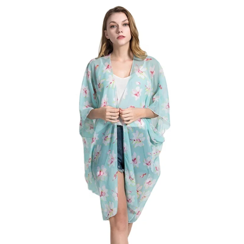 

Cheap Fashion Plus Size Polyester Flower Print Bikini Swim Suit Bathing Suits Swimwear Cover Up For Women, As photos