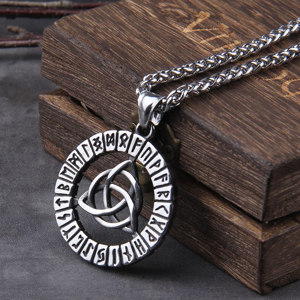 

New Arrival Wholesale Gift Gold Plated Icelandic Runic Circle Norse Mythology Rune Pendant, Silver, gold