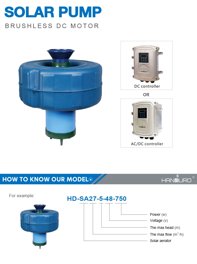 110v 1.5kw 7m 43m3/h solar aerator pump with battery backup solar water