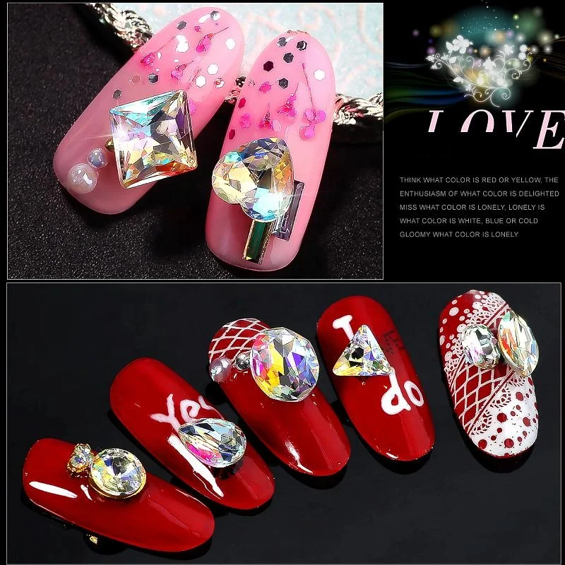 
10PCS High Quality Nail Rhinestones Sharp Bottom Diamond Crystal Glass Stones DIY Manicure Nail Art Decorations 