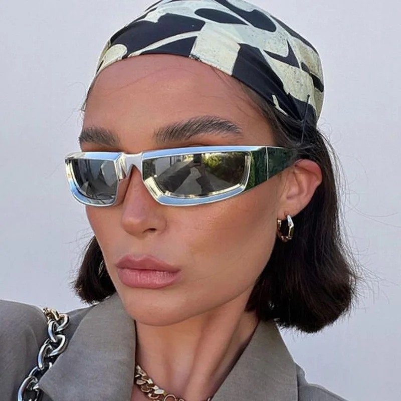 

Luxury Brand Steampunk Sunglasses For Women Men New 2000'S Mirror Custom Fashion Y2K Rectangle sun glasses Shades Eyewear 2023