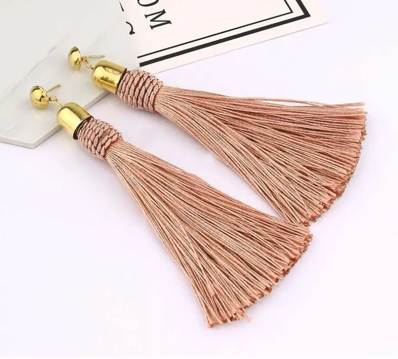 

2021 new fashion bohemian long tassel earrings women