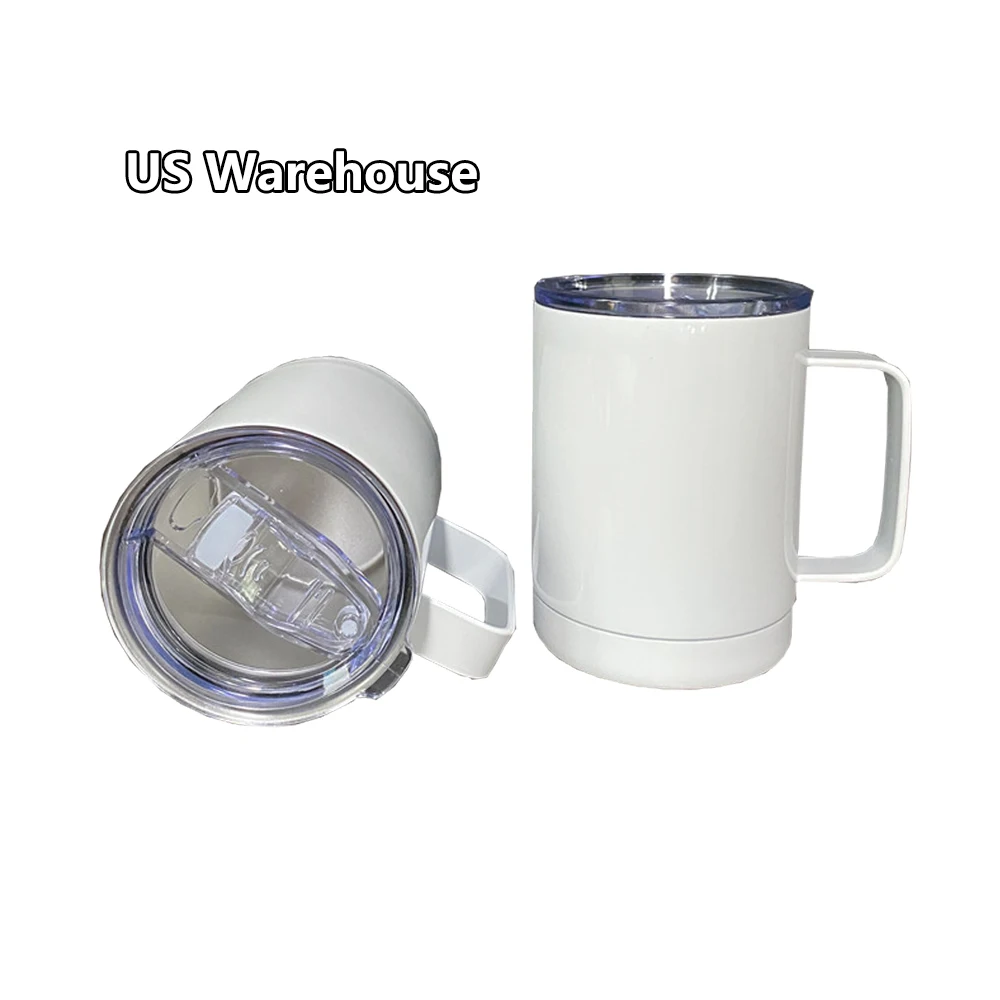 

Amazon hot selling RTS USA warehouse 10oz white blanks sublimation vacuum Insulated stainless steel coffee mug cups with Handle, As picture