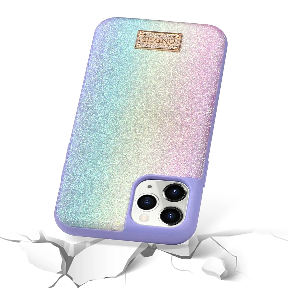 

ONEGIF Luxury leather Rainbow Bling Woman Phone Case for Iphone12 /11 rainbow case, 4 colors