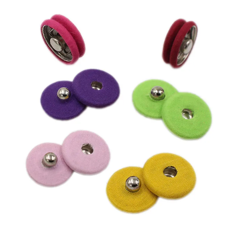 

Wholesale eco-friendly brass copper press flatback snap fastener 2 parts fabric covered button, Black,and any color