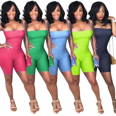 

RUIYI Plain Halter Hollow Out Sleeveless One Piece Jumpsuit Shorts Sexy Jumpsuit For Women Club Outfits, Same as picture