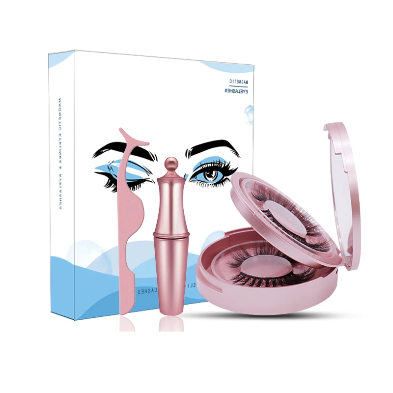 

2 Pairs False Eyelash Magnets Vendors Glue-Free Magnetic Eyelashes Whit Eyeliner, Natural black